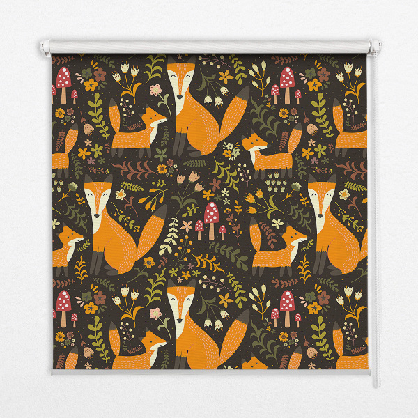 Fabric roller blind Foxes and plants