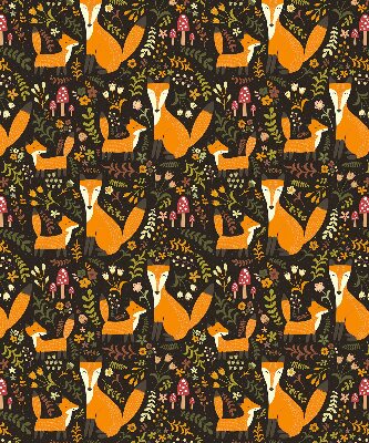 Fabric roller blind Foxes and plants