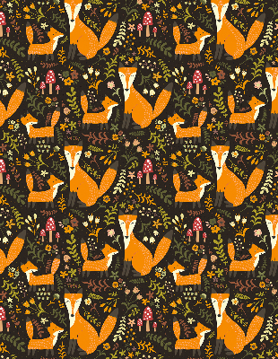 Fabric roller blind Foxes and plants