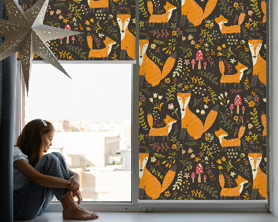 Fabric roller blind Foxes and plants