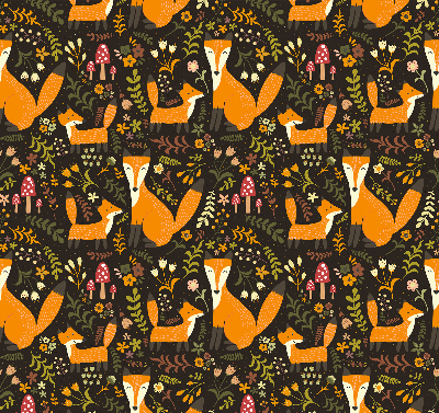 Fabric roller blind Foxes and plants