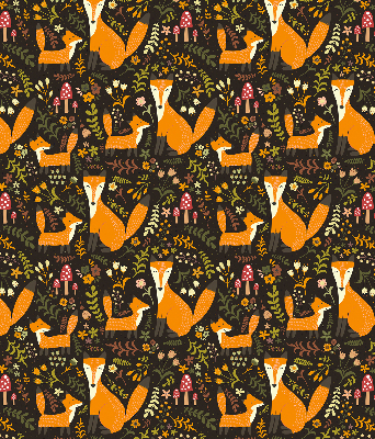 Fabric roller blind Foxes and plants