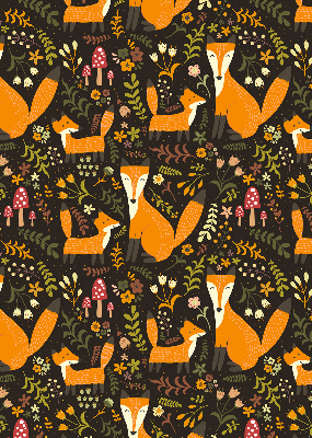 Fabric roller blind Foxes and plants