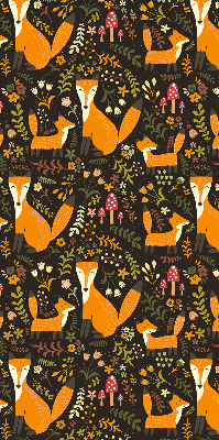 Fabric roller blind Foxes and plants