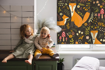 Fabric roller blind Foxes and plants