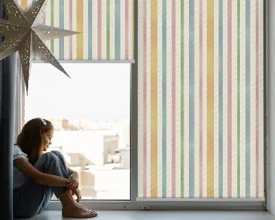 Modern roller blind with colorful vertical stripes