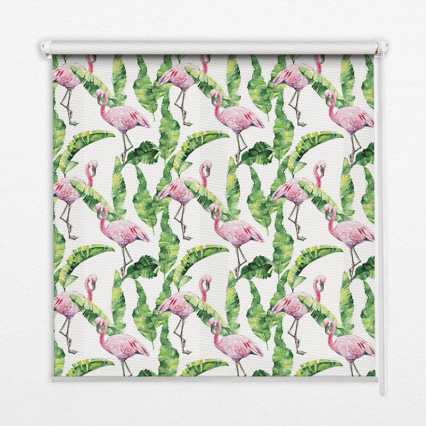 Roller blind for large window Flamingos by the leaves