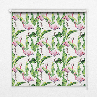 Roller blind for large window Flamingos by the leaves
