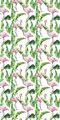 Roller blind for large window Flamingos by the leaves design