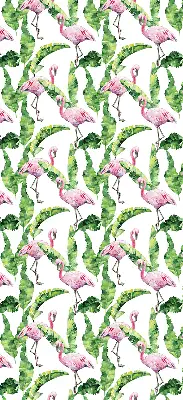 Roller blind for large window Flamingos by the leaves design