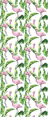 Roller blind for large window Flamingos by the leaves design