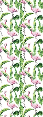 Roller blind for large window Flamingos by the leaves design