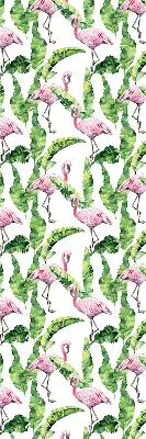 Roller blind for large window Flamingos by the leaves design