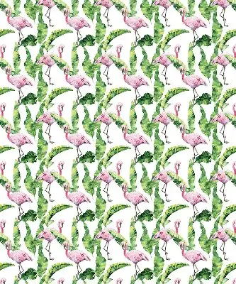 Roller blind for large window Flamingos by the leaves design