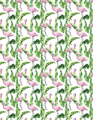 Roller blind for large window Flamingos by the leaves design
