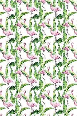 Roller blind for large window Flamingos by the leaves design