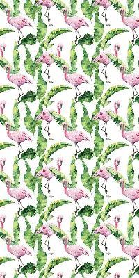 Roller blind for large window Flamingos by the leaves design