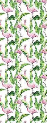 Roller blind for large window Flamingos by the leaves design
