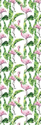 Roller blind for large window Flamingos by the leaves design