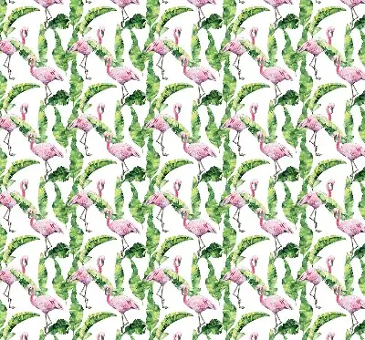 Roller blind for large window Flamingos by the leaves design