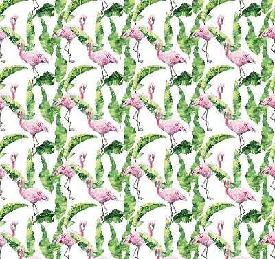 Roller blind for large window Flamingos by the leaves design