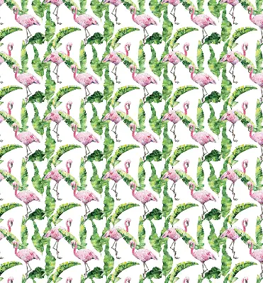 Roller blind for large window Flamingos by the leaves design