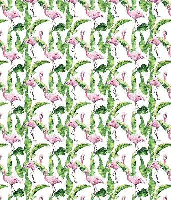 Roller blind for large window Flamingos by the leaves design