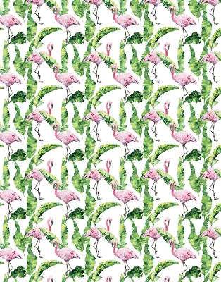 Roller blind for large window Flamingos by the leaves design