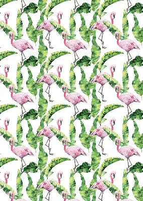 Roller blind for large window Flamingos by the leaves design