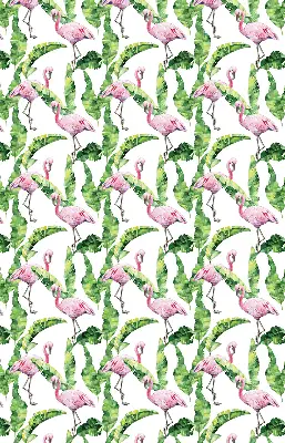Roller blind for large window Flamingos by the leaves design