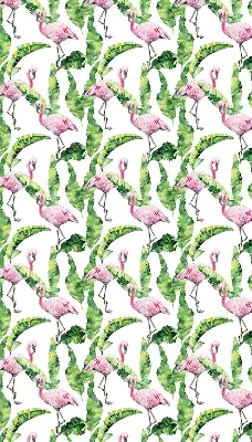 Roller blind for large window Flamingos by the leaves design