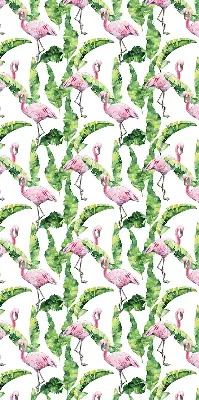 Roller blind for large window Flamingos by the leaves design