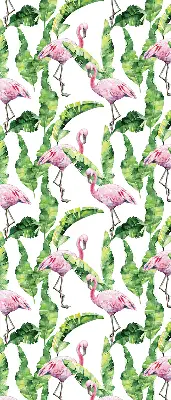 Roller blind for large window Flamingos by the leaves design