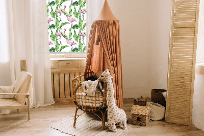 Roller blind for large window Flamingos by the leaves