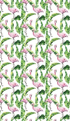 Roller blind for large window Flamingos by the leaves design