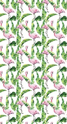 Roller blind for large window Flamingos by the leaves design