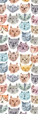 Fabric roller blind with colorful cat faces pattern