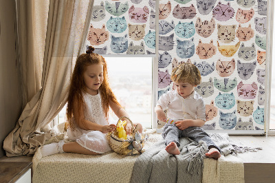 Fabric roller blind Colorful cat faces