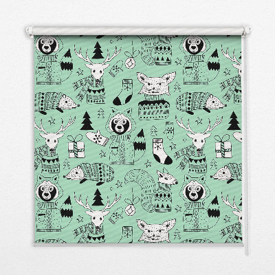 Roller blind for large window winter animals print
