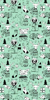 Roller blind for large window winter animals print