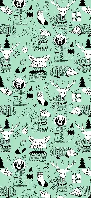 Roller blind for large window winter animals print