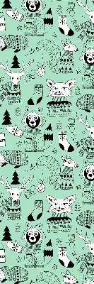 Roller blind for large window winter animals print