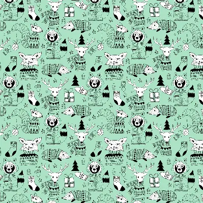 Roller blind for large window winter animals print
