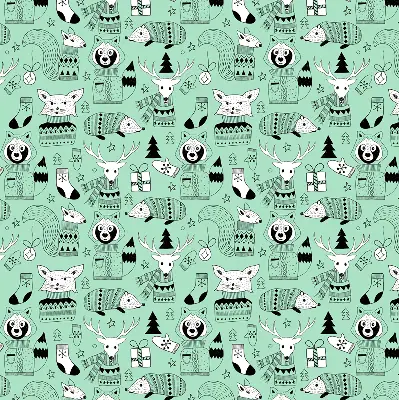 Roller blind for large window winter animals print