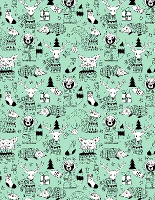 Roller blind for large window winter animals print