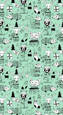Roller blind for large window winter animals print