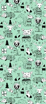 Roller blind for large window winter animals print