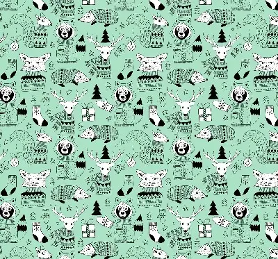 Roller blind for large window winter animals print