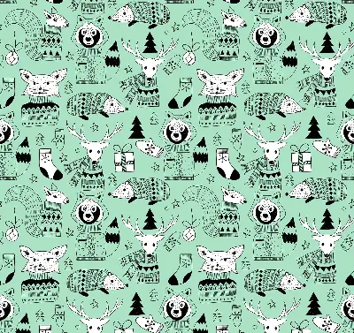 Roller blind for large window winter animals print