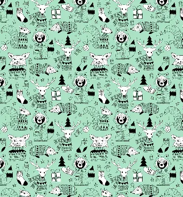 Roller blind for large window winter animals print